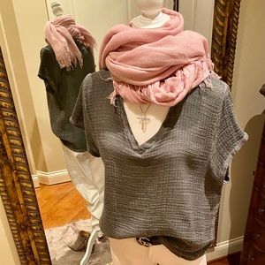 Boutique-amazing waffle knit linen top